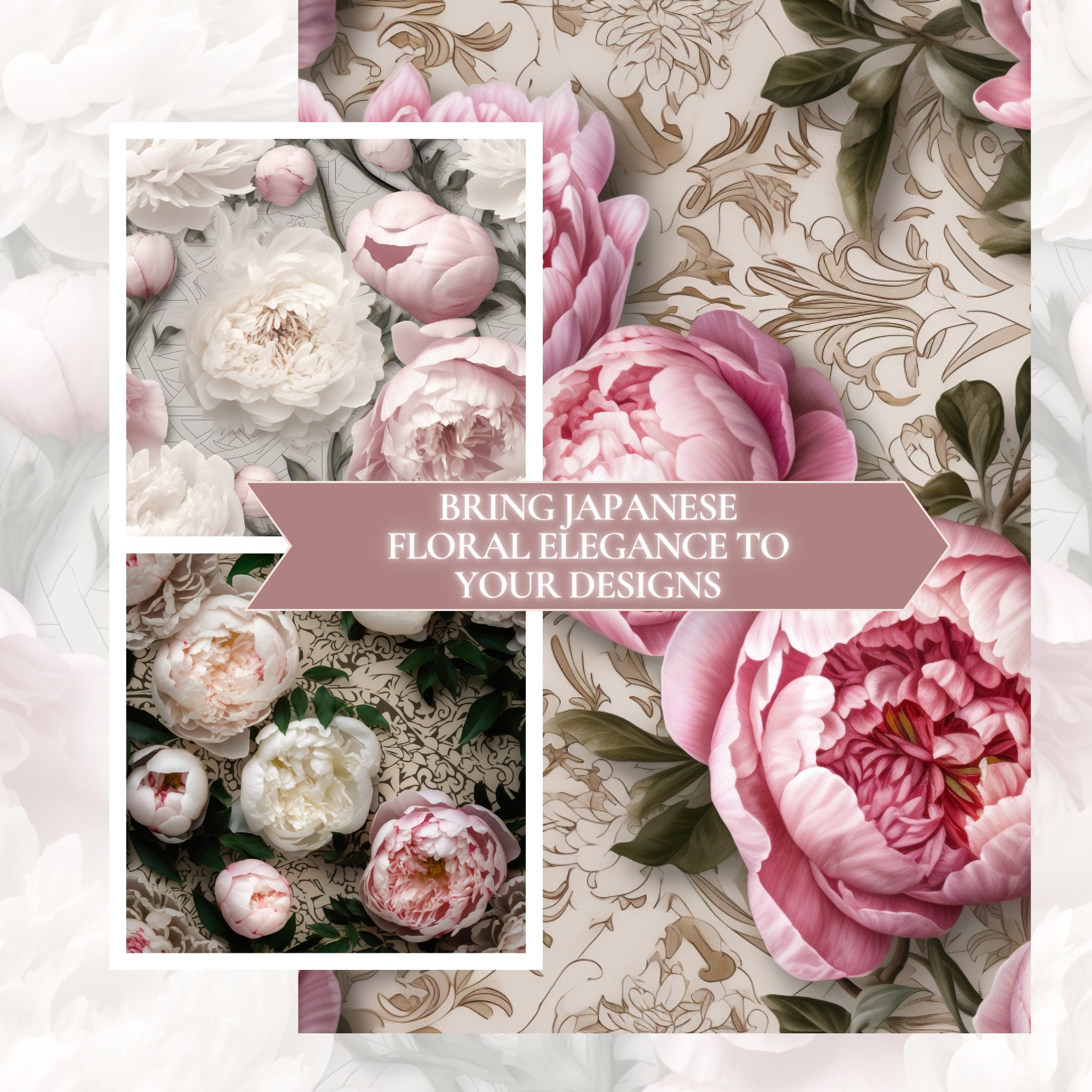 Opulent Botan peony Quatrefoil Seamless Pattern - Etsy