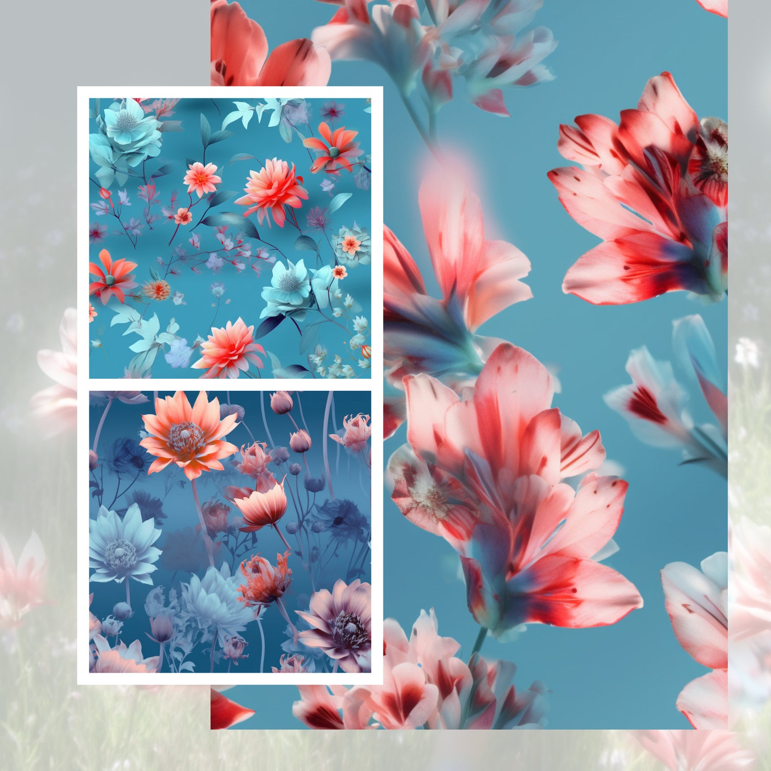 Charming Dutch Blue Floral Seamless Patterns - Digital Download for ...