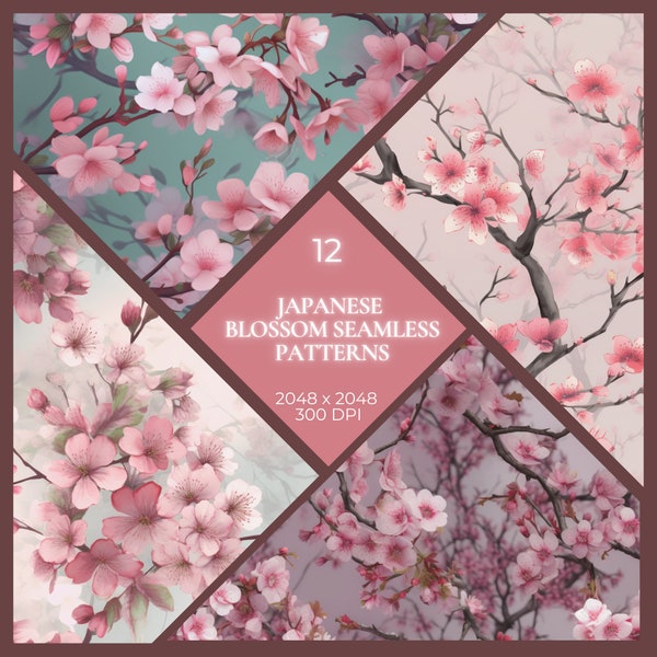 Exquisite Photorealistic Japanese Blossoms Seamless Patterns - Digital Download for Enchanting Creative Projects