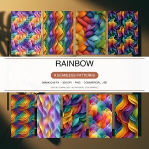 Rainbow Seamless Patterns Artful Neon Groovy Abstract 9 PNG Designs