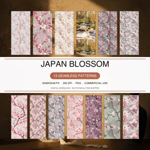 Exquisite Photorealistic Japanese Blossoms Seamless Patterns - Digital Download for Enchanting Creative Projects