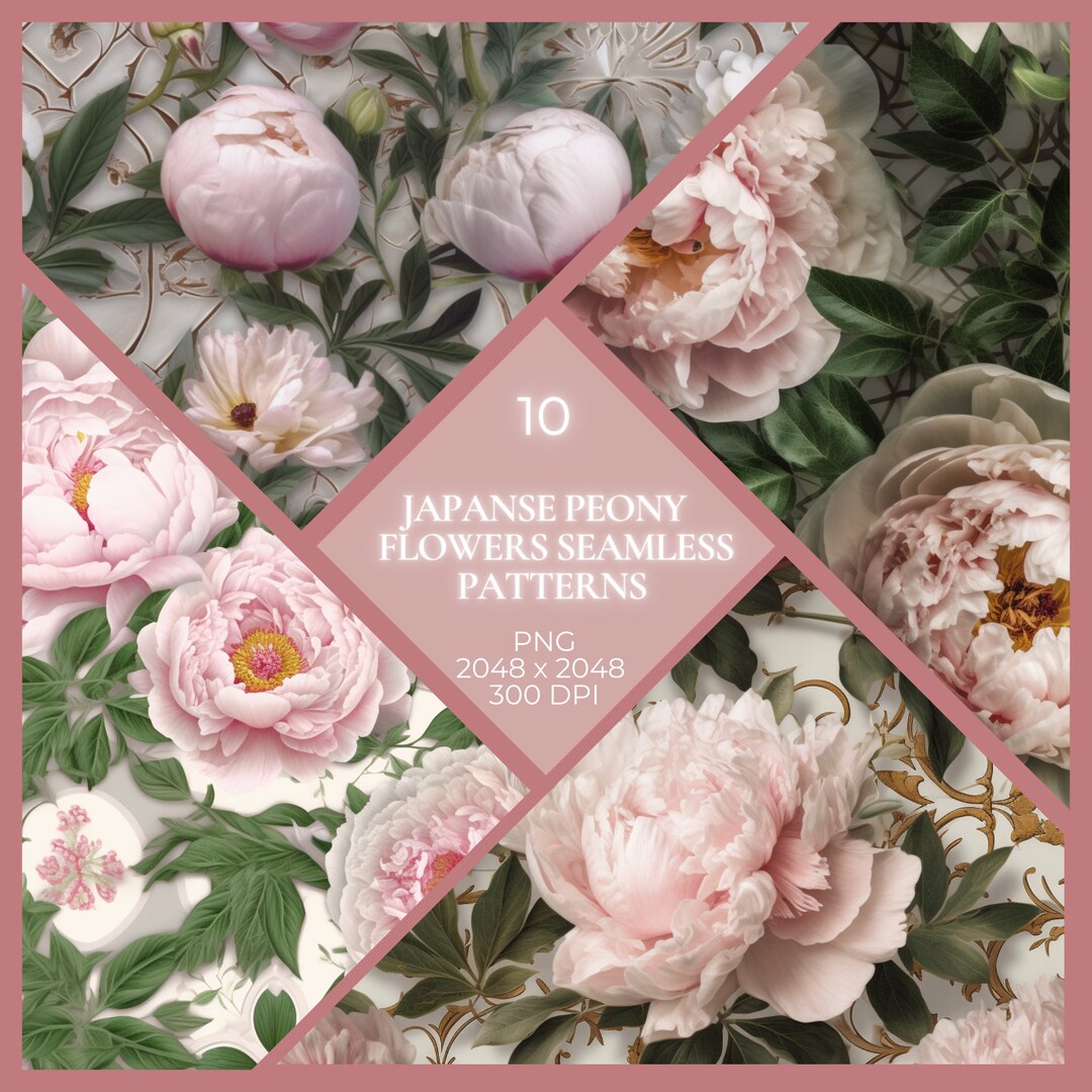 Instant Download Japanese Botan Pattern - Seamless Peony Flowerful ...