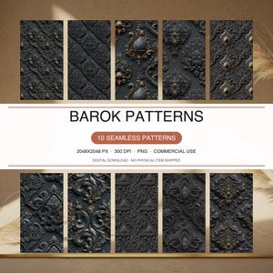 Baroque Seamless Tile Pattern Designs Digital Download PNG - 10 Pack