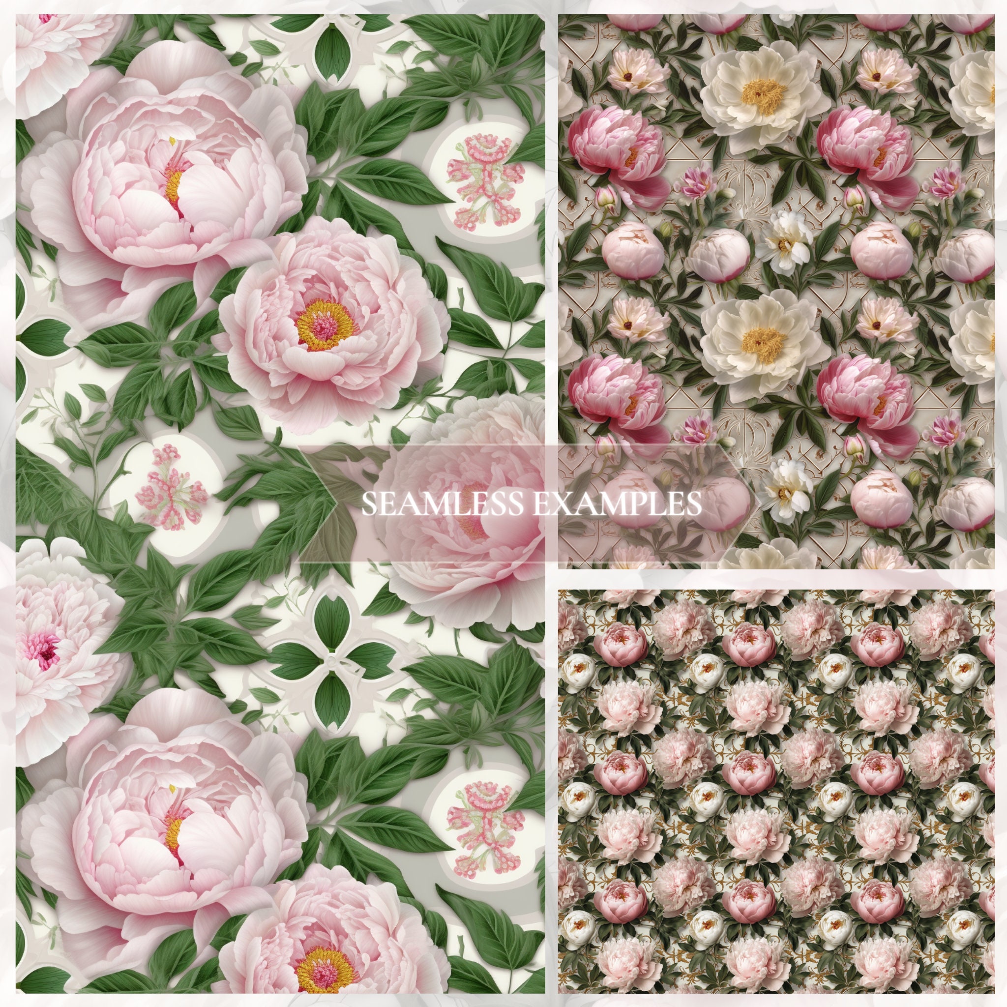 Opulent Botan peony Quatrefoil Seamless Pattern - Etsy