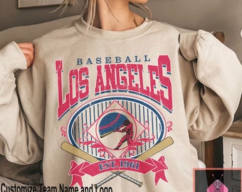 Los Angeles Baseball Crewneck Sweatshirt, Vintage Los Angeles baseball T-Shirt, Baseball Fan shirt, Los Angeles Hoodie Baseball Gameday LA52