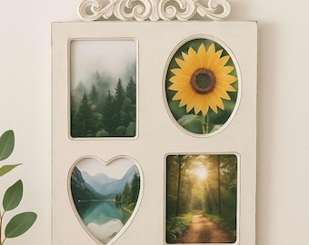 4 Picture Frame Collage 4x6 Wooden Multi Photo Frame For Wall Decor White Vintage Collage Picture Frame For Family Photo