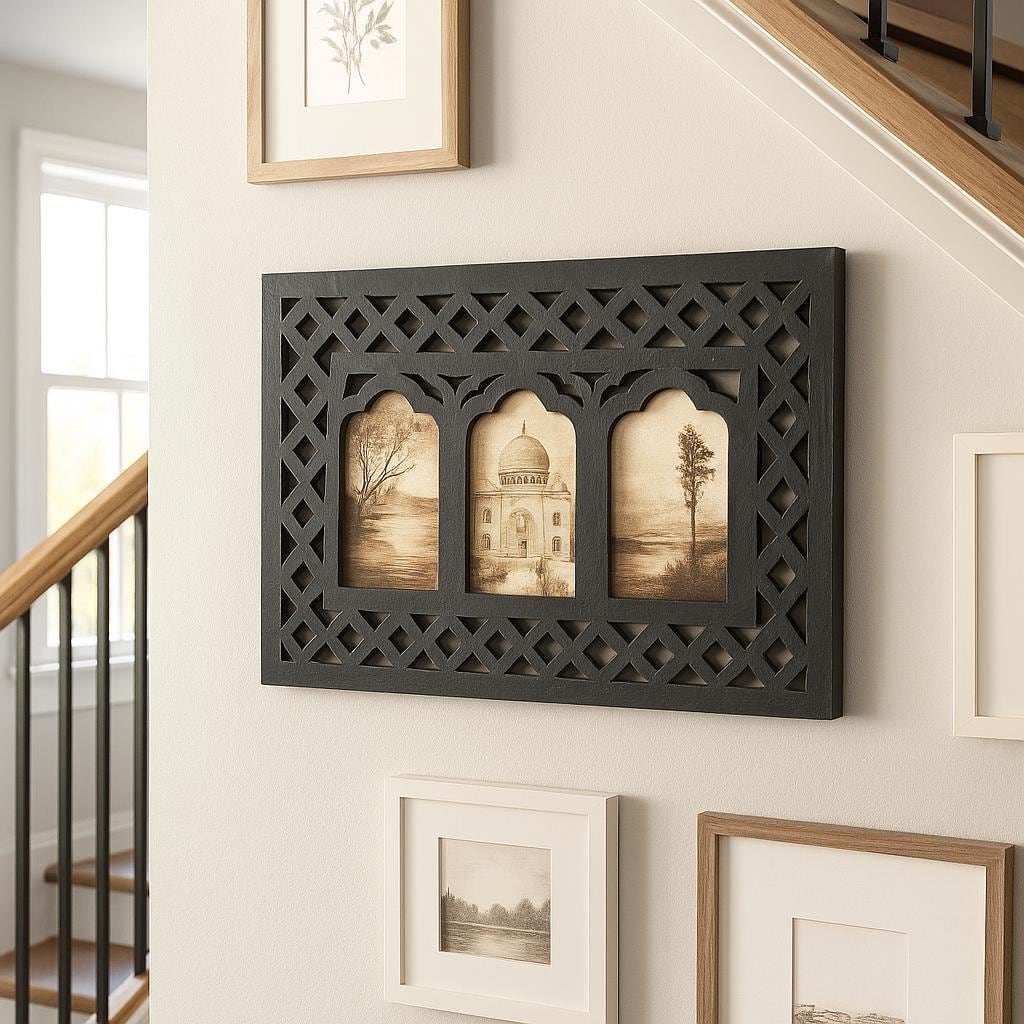 Rustic Wood Photo Collage Frame: 4x6 Vintage Triple Picture Frame