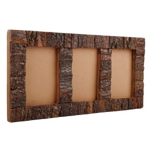 3 Picture Frame Collage 4x6 Wood Bark Multi Photo Frame For Wall Decor Vintage Collage Frame For Family Photo