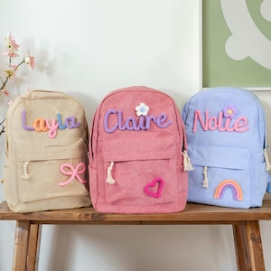 Sac à dos personnalisé pour enfant avec nom, sac à dos personnalisé pour tout-petit brodé à la main, sac à dos pour enfant, cadeau personnalisé pour enfant, cadeau de rentrée scolaire