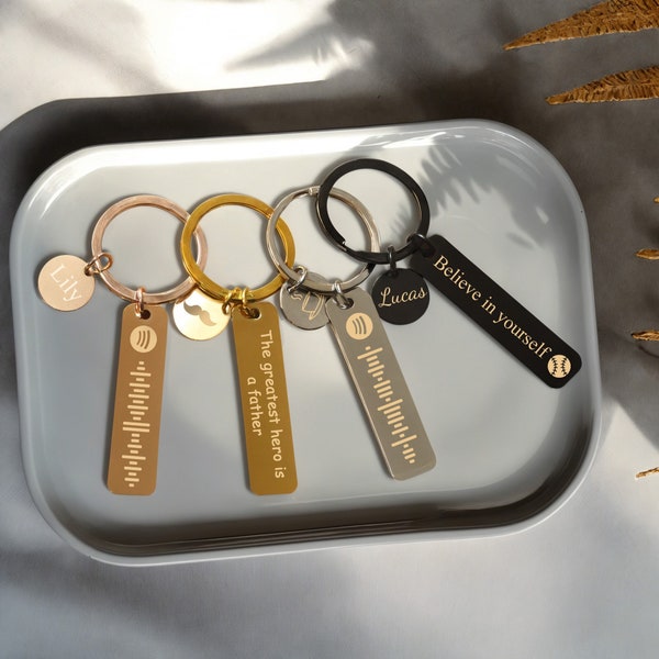 Custom stainless steel keychain Spotify scannable engraved music code Anniversary Birthday Graduation Friend Lover MomDad personalized gift