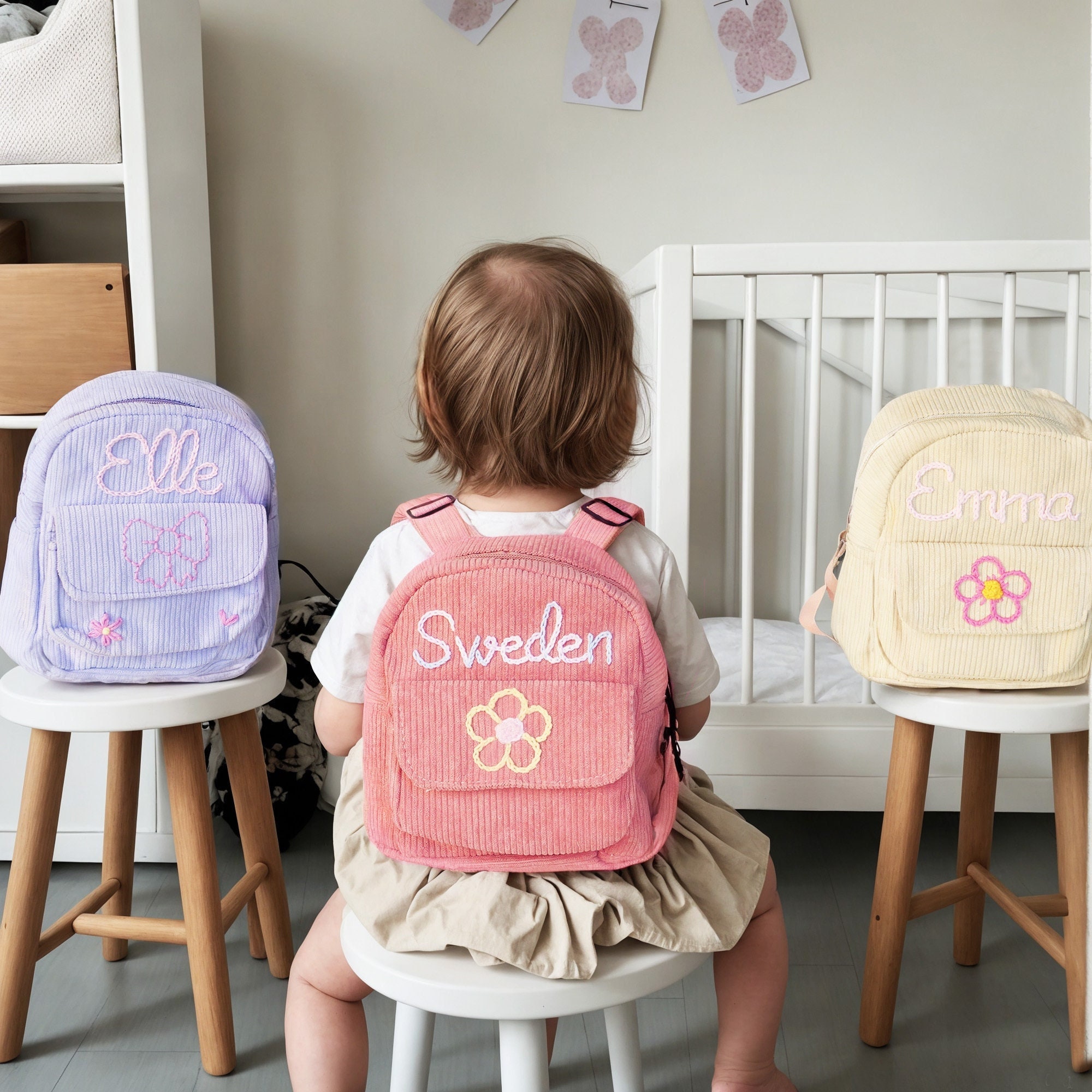 CHIFIGNO Personalized Monogram Backpack For Kids - USA National Flag Design, Large Capacity With Front Pockets