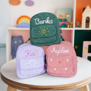 Sac à dos personnalisé pour enfants avec nom, sac à dos monogrammé pour bébés, cartable pour enfants d'âge préscolaire, cadeau de rentrée scolaire, cadeau pour bébés filles et garçons