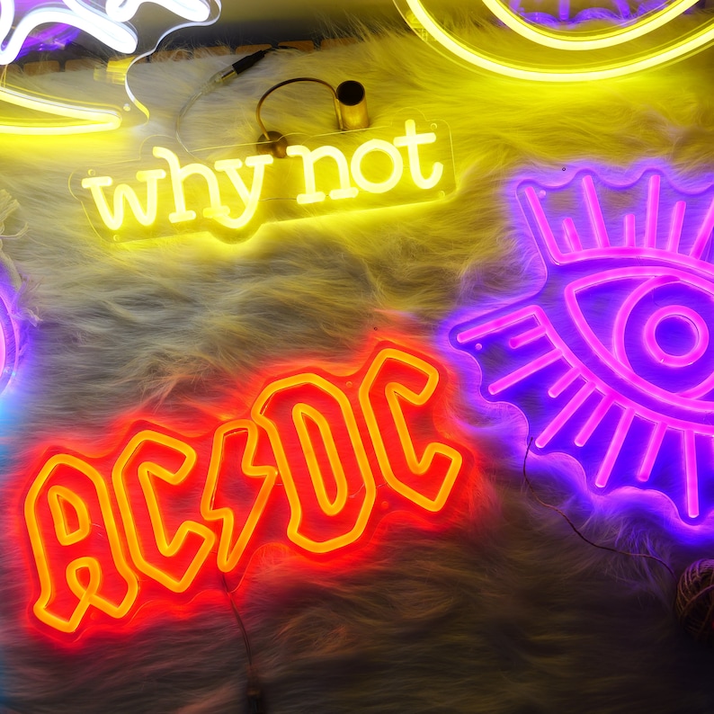ACDC Neon Sign Art Decor, Neon Sign Bedroom, Custom Neon Sign Wall Decoration, Neon Sign Band