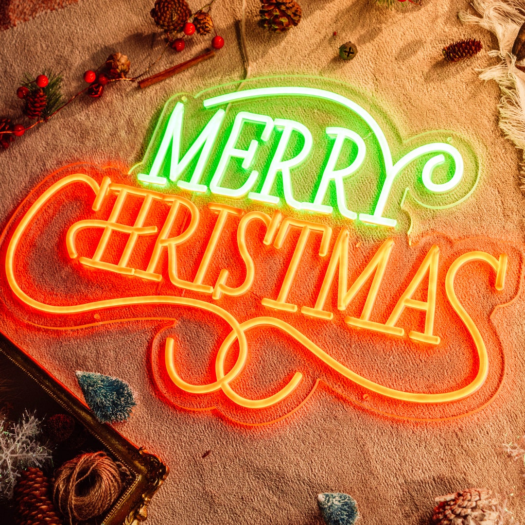 Merry Christmas Neon Sign, Christmas Art Decor, Custom Christmas Neon
