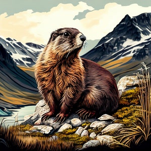 Marmot in the Swiss Alps - Digital Picture