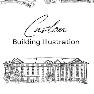 Custom Wedding Venue, Home, or Building Illustration Sketch Keepsake Digital Download