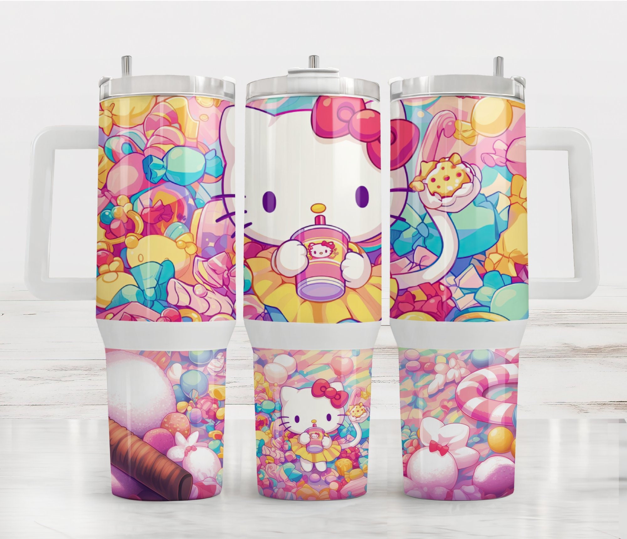 Hello Kitty Pink Candyland Pastel Tumbler 40 oz With Handle