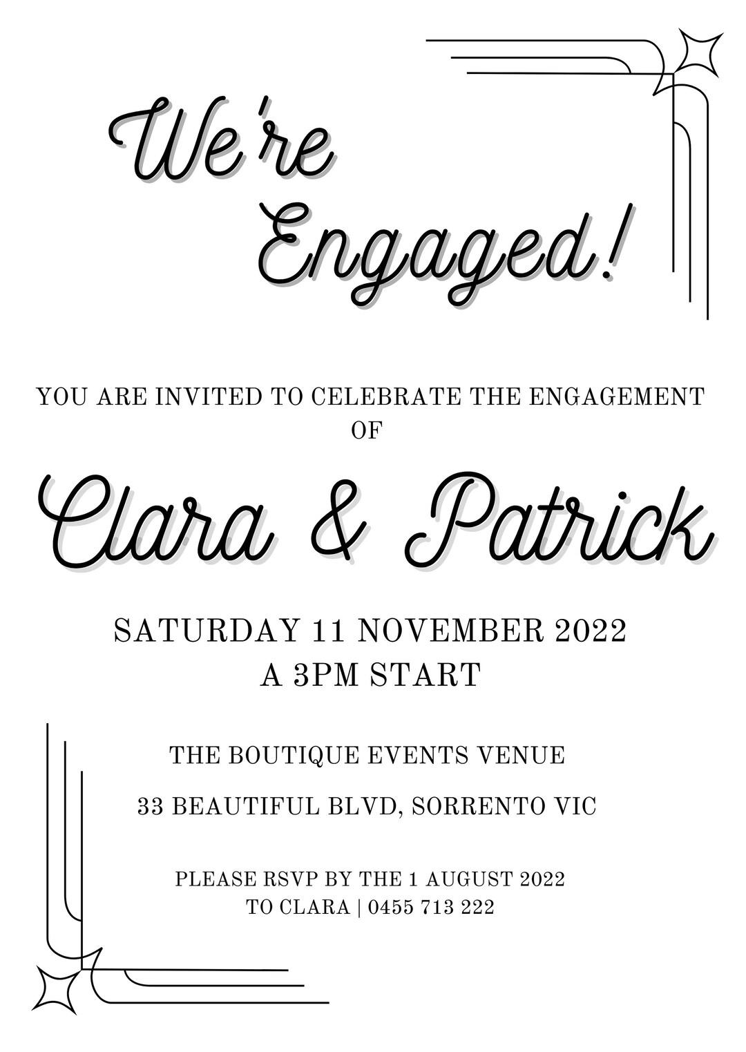Engagement Party Invitation Template, Minimalist Engagement Party Invitation, Printable ...