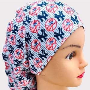 Sport Scrub Cap, Euro Style, Adjustable Toggle, Yankees Print