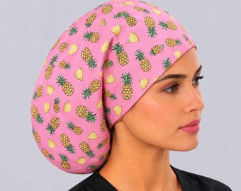 Pineapple Euro Scrub Cap, Satin Lined, Adjustable Toggle