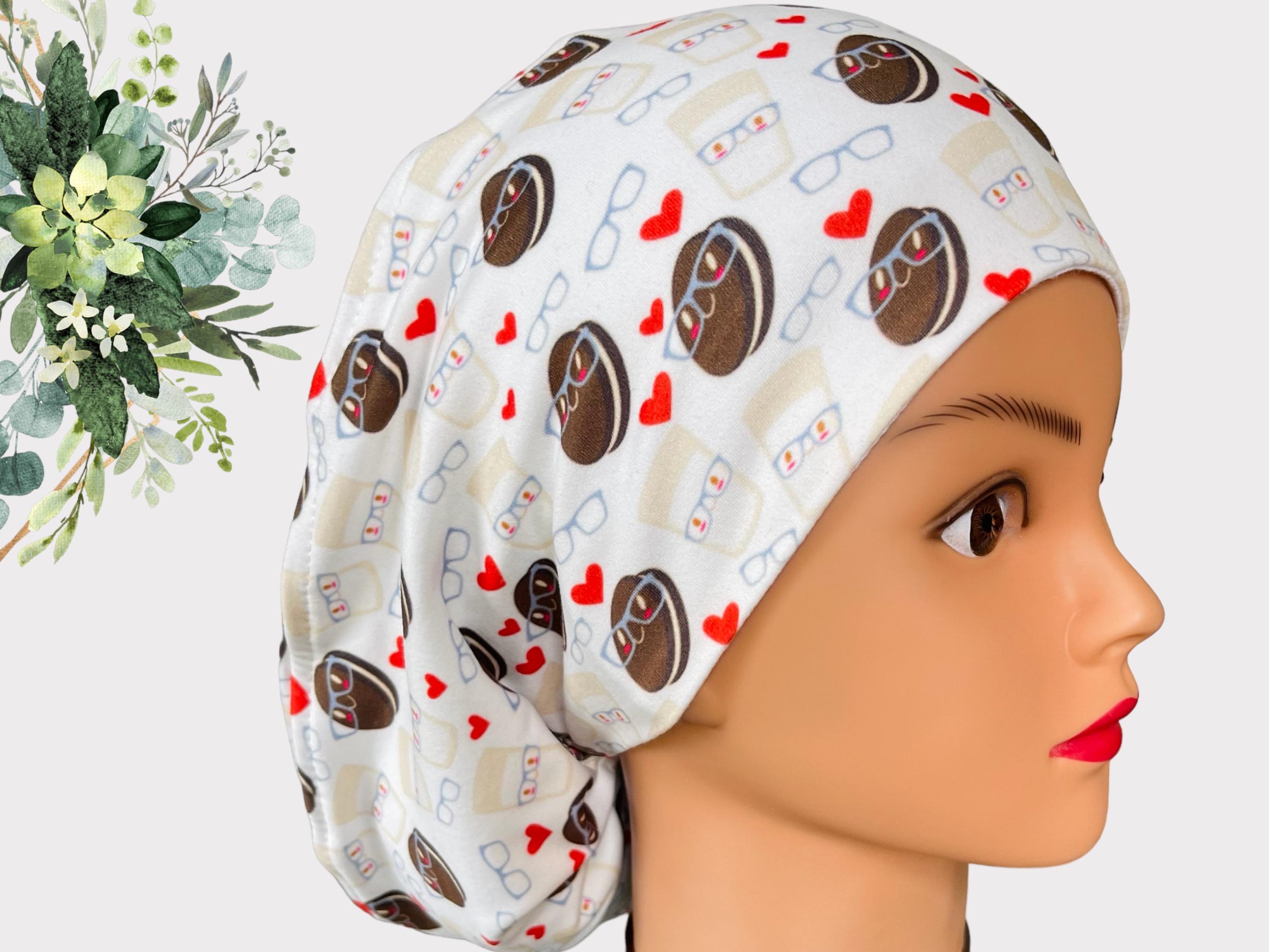 Oreo cookies Euro Scrub Cap for Women, cap Satin Lined, Scrub cap for women, Cookies Surgical Cap, Medical Scrub Cap, Milk Scrub Cap