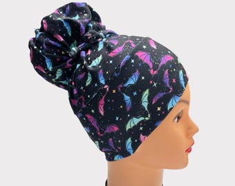Halloween stretch nurse cap, scrub nurse , high bun scrub cap, nurse scrub cap, healthcare cap, healthcare cap, bat scrub cap
