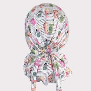 Trinken Scrub Cap, Krankenschwester Cap, Pflegeheim Cap, Krankenschwester Hut, Chirurg Cap, I Love Avocado, Scrub Cap mit Knöpfen, Starbucks Drink,