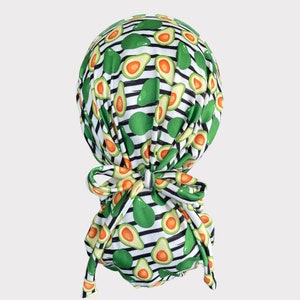 Avocado Scrub Cap, Ponytail Scrub Caps, Nurse Cap, Healthcare Cap, Nurse Hat, Surgeon Cap, I Love Avocado,Scrub Cap with Buttons