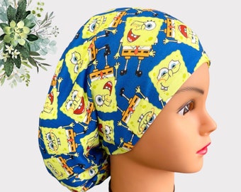 SpongeBob Scrub Cap, Scrub cap for women , Scrub cap for women, Dental Surgical Cap, Medical Scrub Cap, Scrub Cap, scrub cap
