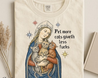 Medieval Cat Mom Shirt, Funny Renaissance Cat Lady Tee, Quirky Art History Lover Gift