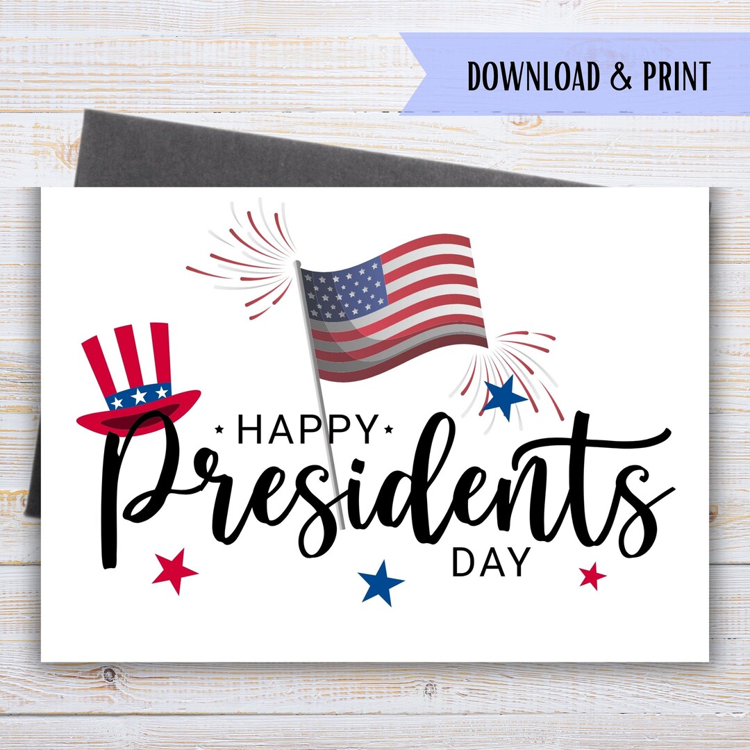 USA President Day Card, Printable American Flag Card, Washington's ...
