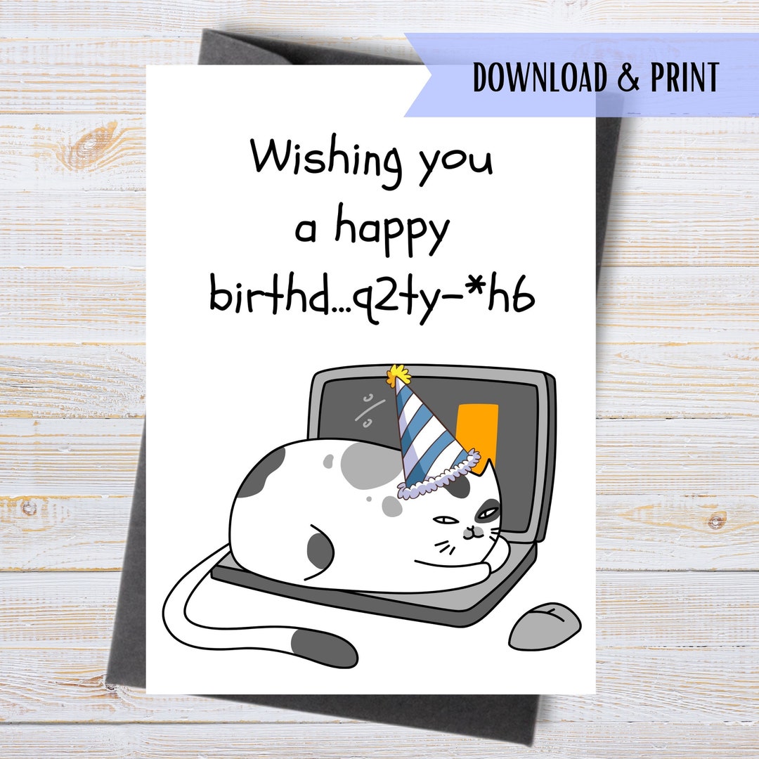 Funny Cat Birthday Card Printable Happy Birthday Card Funny Birthday