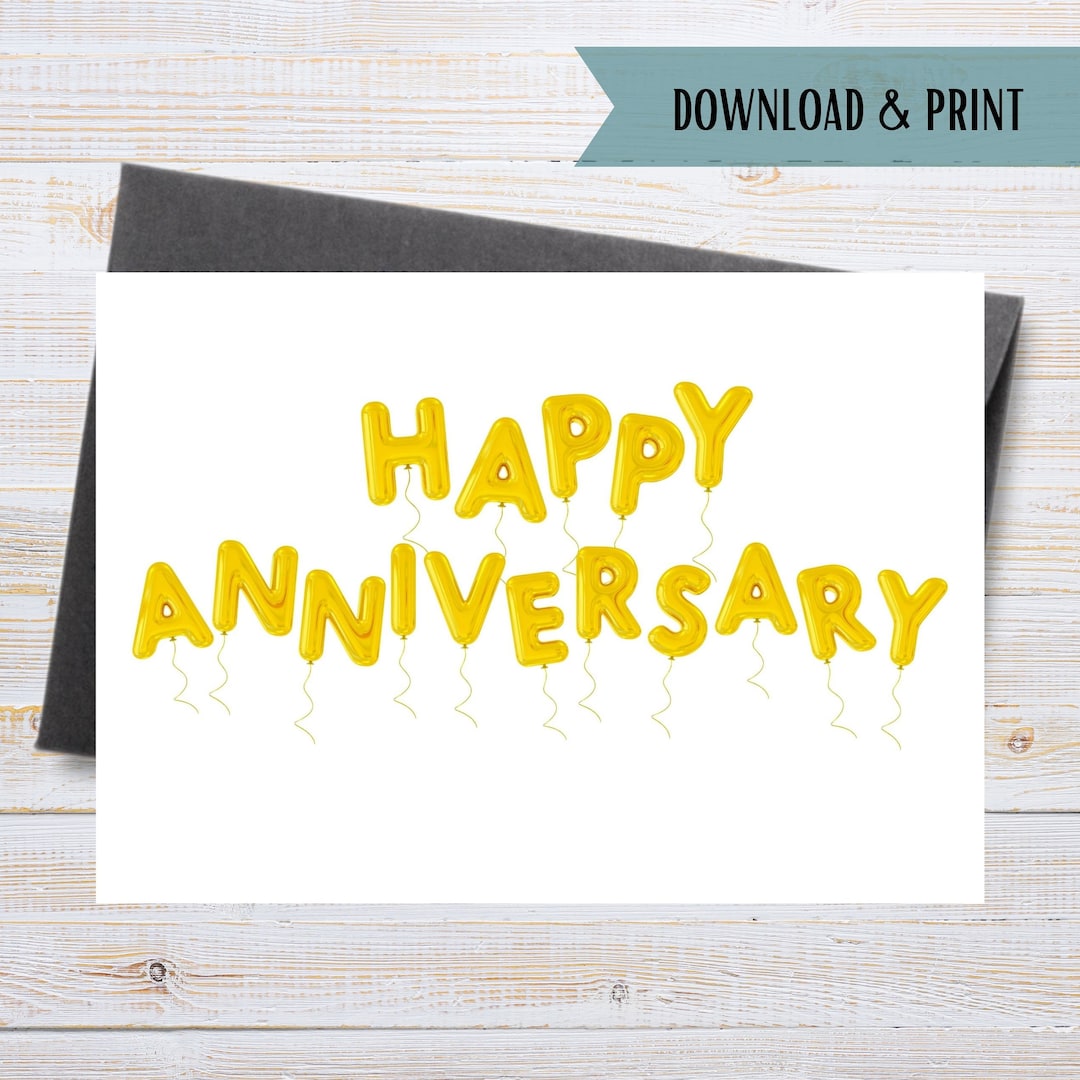 Printable Happy Anniversary Card Balloons Anniversary Card - Etsy