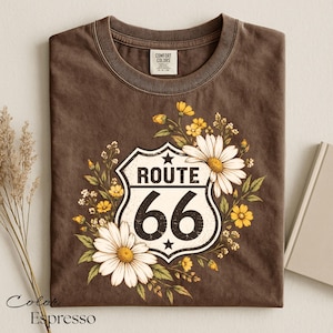 Floral Route 66 Shirt, Vintage 100th Anniversary Tee, Americana Road Trip Gift for Her
