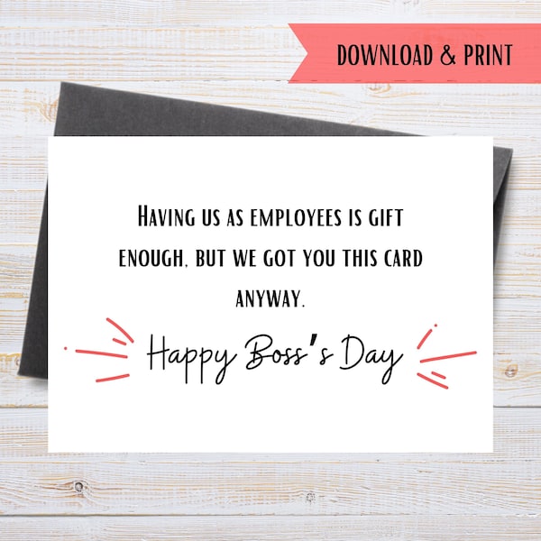 Happy Boss's Day Card, Printable Boss's Birthday Card, Funny Gift for Boss, Boss Day from Us, Instant Download PDF