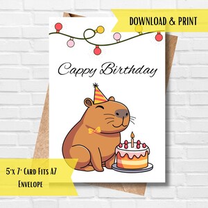 Capybara Birthday Card, Printable Funny Birthday Card, Cappy Birthday ...