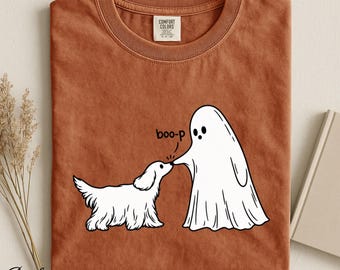 Boo-p Ghost Dog Comfort Colors Shirt, Funny Halloween Dog Lover Tee, Spooky Season Outfit