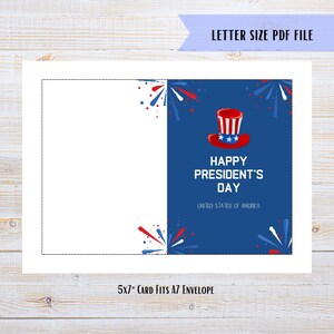 Happy President's Day Card, Printable USA Presidents Card, Washington's ...