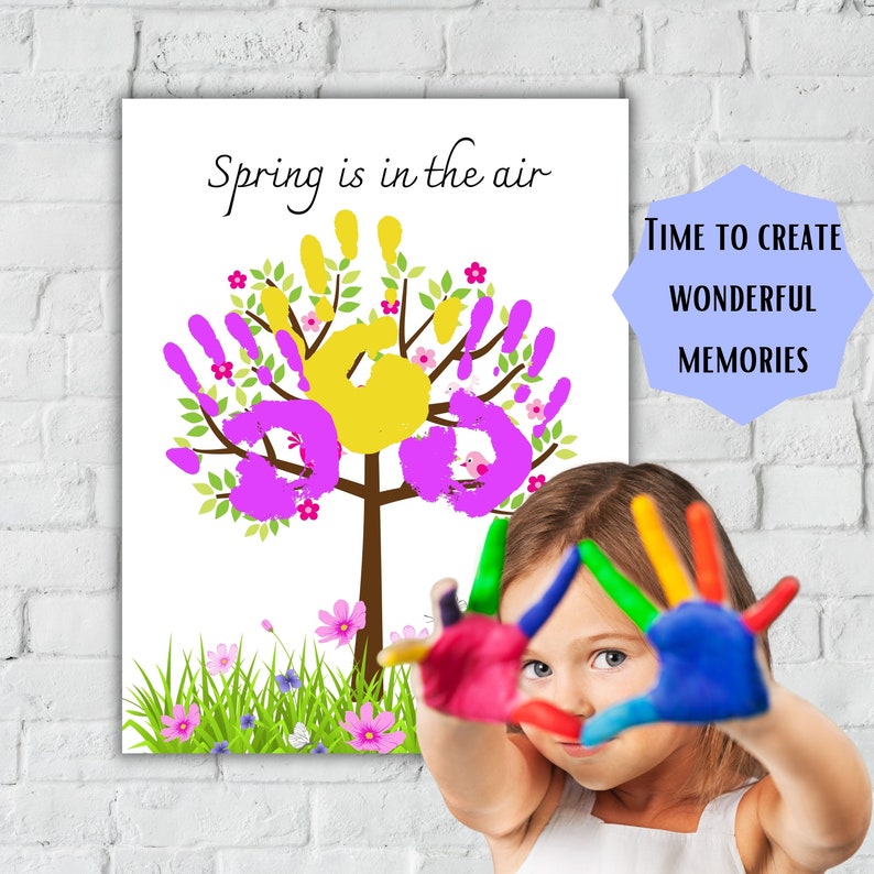 Printable Spring Tree Craft, DIY Handprint Tree , Spring Handprint ...