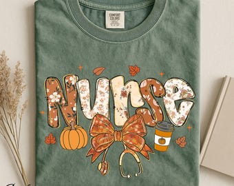 Thanksgiving Nurse Shirt, Coquette Fall Sweatshirt, Floral Bow Stethoscope Tee, Nursing Student Gift