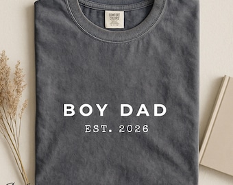 Custom Boy Dad Shirt, Minimalist Dad of Boys Tee, Personalized EST Father’s Day Shirt, New Dad Gift for Daddy