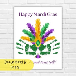 Arte con huellas de manos para un feliz carnaval, que empiecen los buenos momentos, manualidad con huellas de manos con máscara de carnaval, actividad preescolar, manualidad imprimible para el Martes de Carnaval