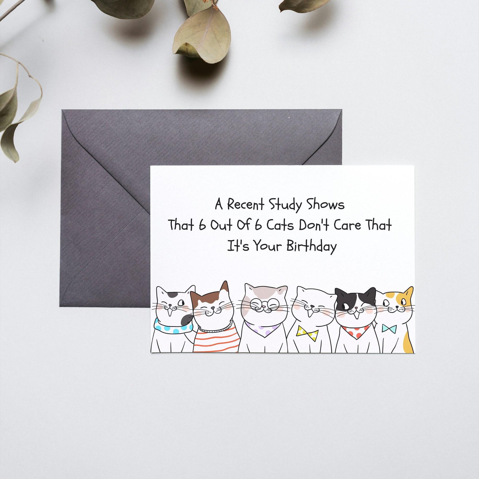 Funny Birthday Card, Printable Birthday Card, Funny Cats Card, Digital ...