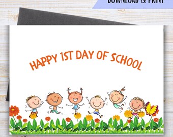 Happy First Day of School Card, Printable Back to School Card, Student Greeting Template, Card for Kids, Instant Download PDF