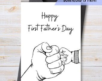 Bonne 1ère carte de fête des pères, carte papa imprimable, première carte de voeux pour la fête des pères, carte papa sentimentale, carte L'amour de bébé