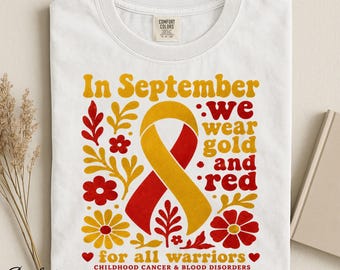 Childhood Cancer Awareness Shirt, Pediatric Oncology Nurse Tee, Gold & Red September Warrior Support Shirt