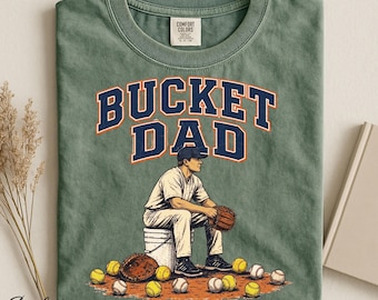 Bucket Dad Baseball Shirt, Vintage Coach Dad Tee, Father's Day Sport Gift, Comfort Colors®