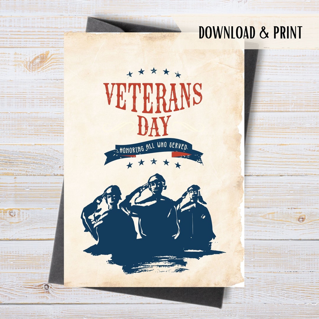 Veterans Day Card Printable Military Thank You for Your Etsy