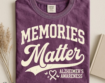 Camiseta "Los recuerdos importan", camiseta de concienciación sobre el Alzheimer, camiseta morada de apoyo, camiseta de aceptación de la demencia