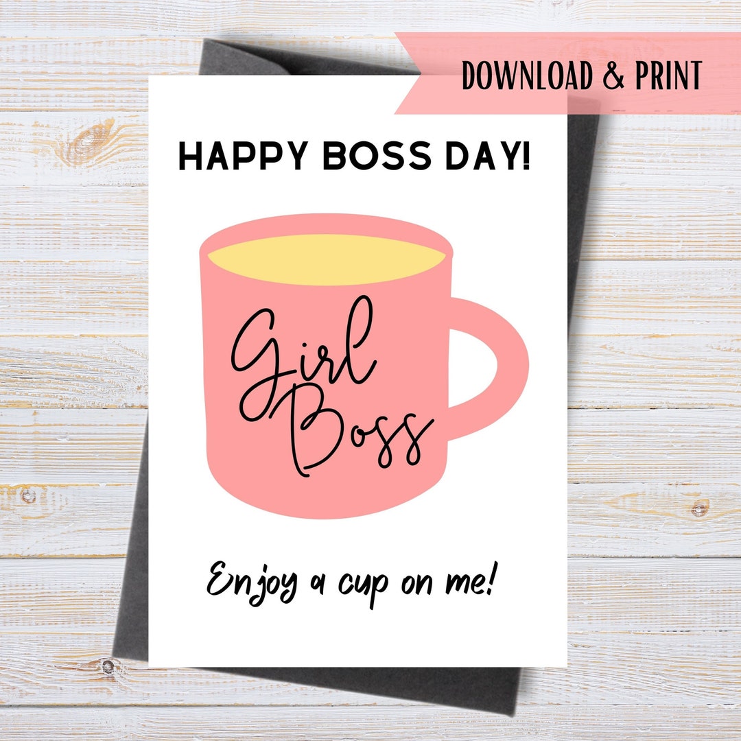 Girl Boss Card Printable, Happy Boss Day Card, Girl Boss' S Birthday ...